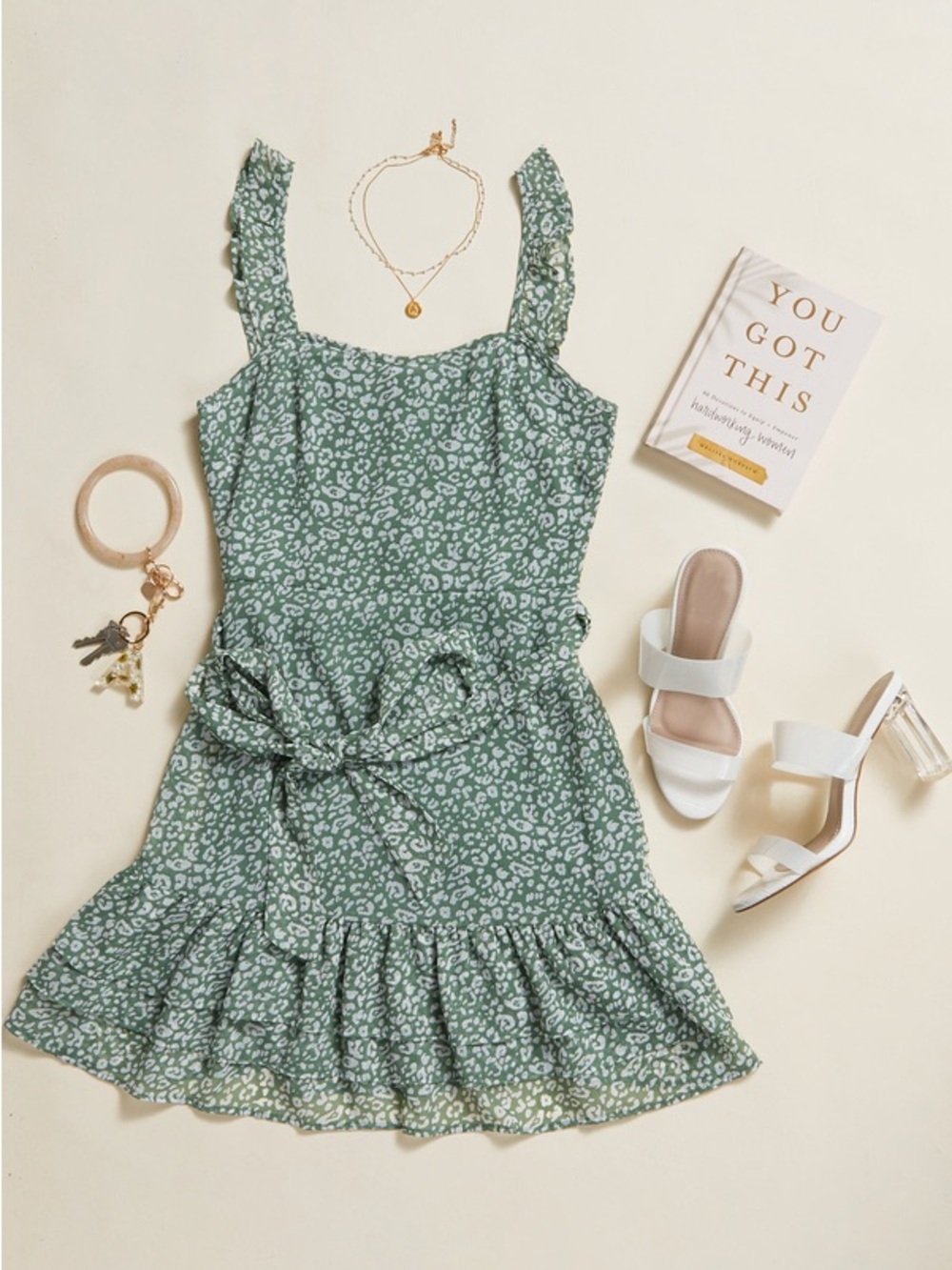 Altar’d State Green Cheetah Mini Dress
